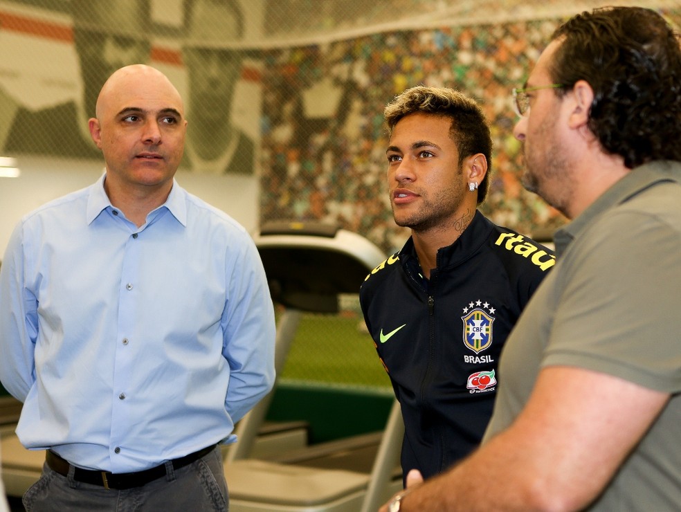 Galiotte, Neymar e Mattos: treio na Academia de Futebol do Palmeiras (Foto: Fabio Menotti/Ag Palmeiras/Divulgação)