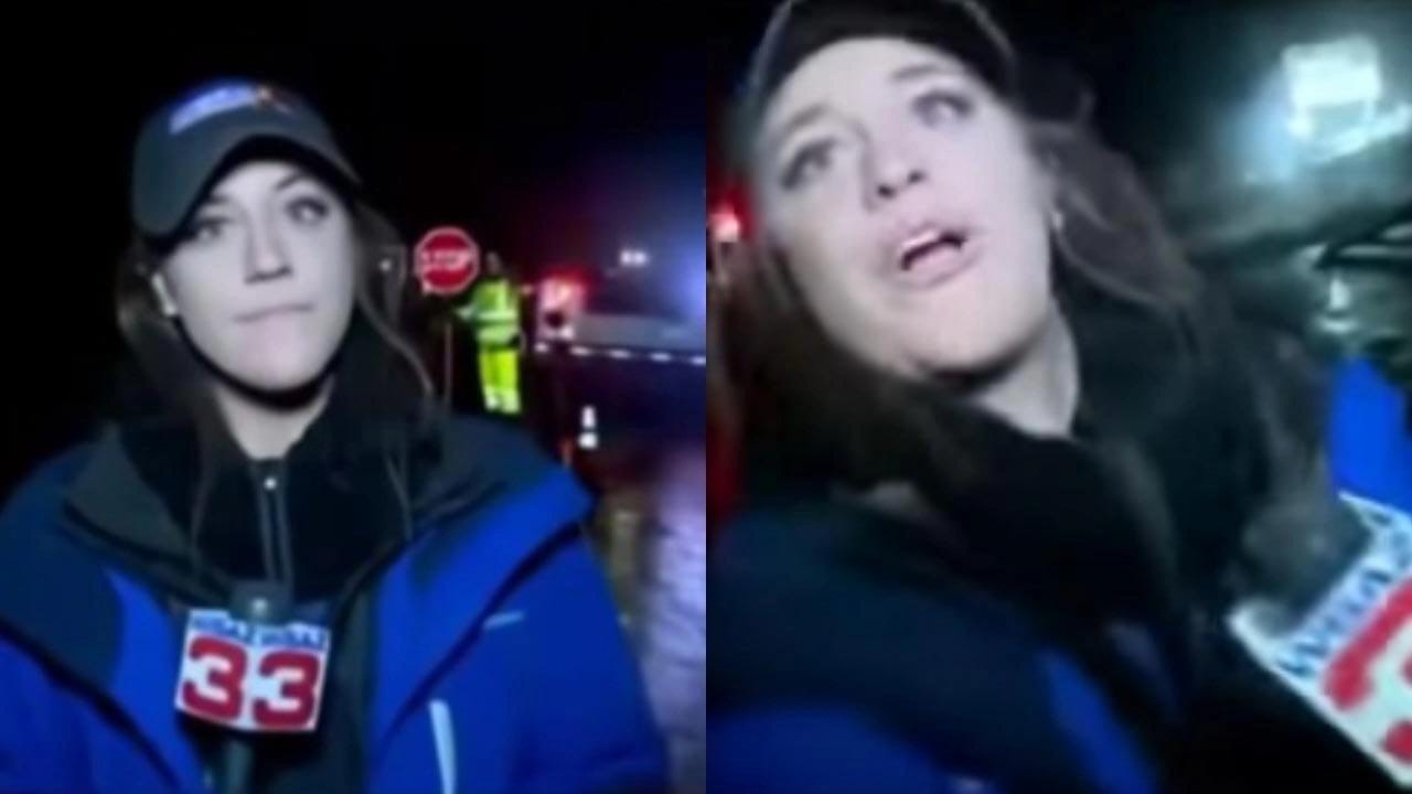 A repórter Tori Yorgey foi atropelada por um carro durante transmissão ao vivo (Foto: Reprodução)