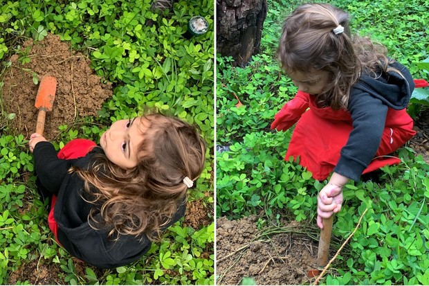 Rosa, filha de Priscila Steinman e Vinicius Coimbra, é incetivada a ter contato com a natureza desde pequena (Foto: Arquivo pessoal)
