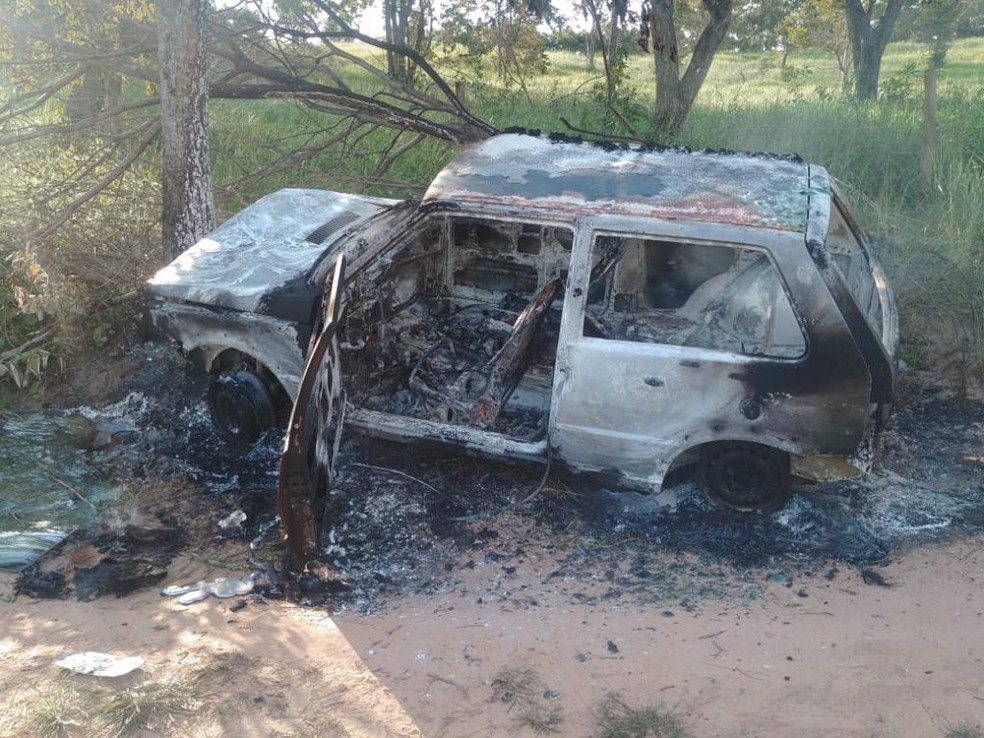 Idoso morre apÃ³s carro que ele estava bater em Ã¡rvore e pegar fogo, em CamapuÃ£. â?? Foto: Site Infoco MS