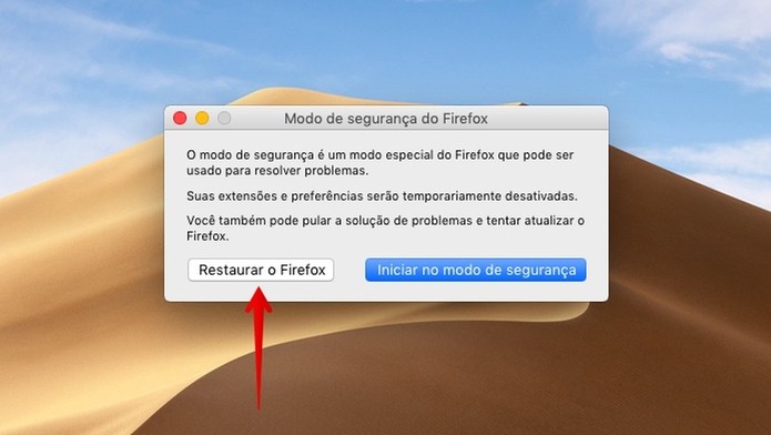 Restaurando o Firefox (Foto: Reprodução/Helito Bijora) Restaurando o Firefox (Foto: Reprodução/Helito Bijora)