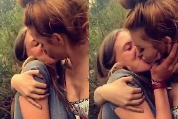 A atriz Bella Thorne e sua namorada (Foto: Snapchat)