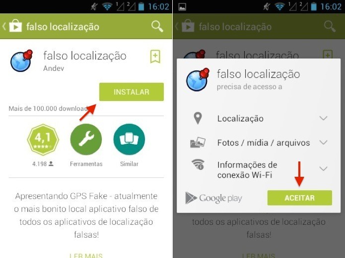 Instale o app Fake Location (Foto: Reprodução/Helito Bijora)
