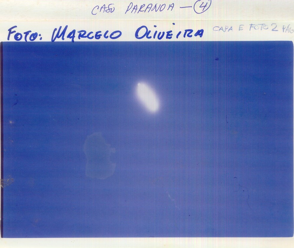 Objeto voador não identificado registrado na Barragem do Paranoá, em 1996 — Foto: Arquivo Pessoal/Thiago Ticchetti