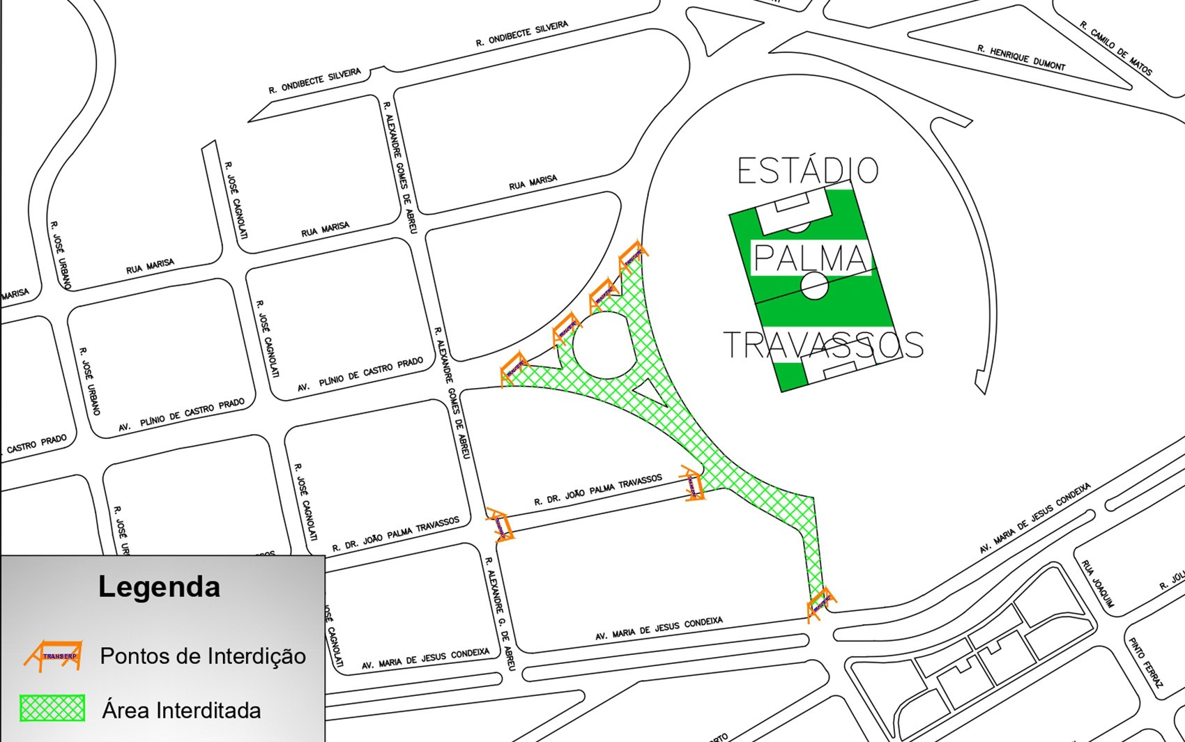 Transerp interdita trechos ao redor do estádio do Comercial neste sábado (26) em Ribeirão Preto, SP