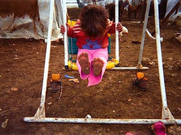 Fotografia registrada por criança síria em campo de refugiado no Líbano (Foto: Reprodução)