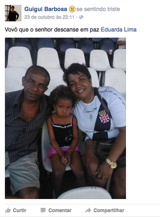 Mãe de Thalles registrou a morte do pai no Facebook  (Foto: Reprodução)