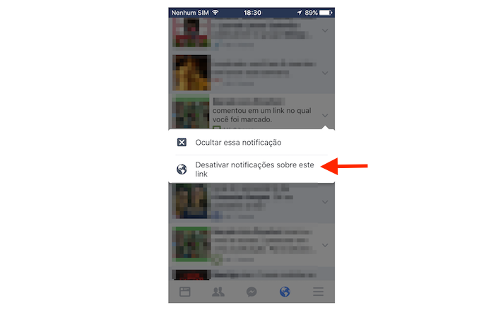 Desativando as notificações para uma postagem onde o usuário foi marcado pelo Facebook para iPhone (Foto: Reprodução/Marvin Costa)