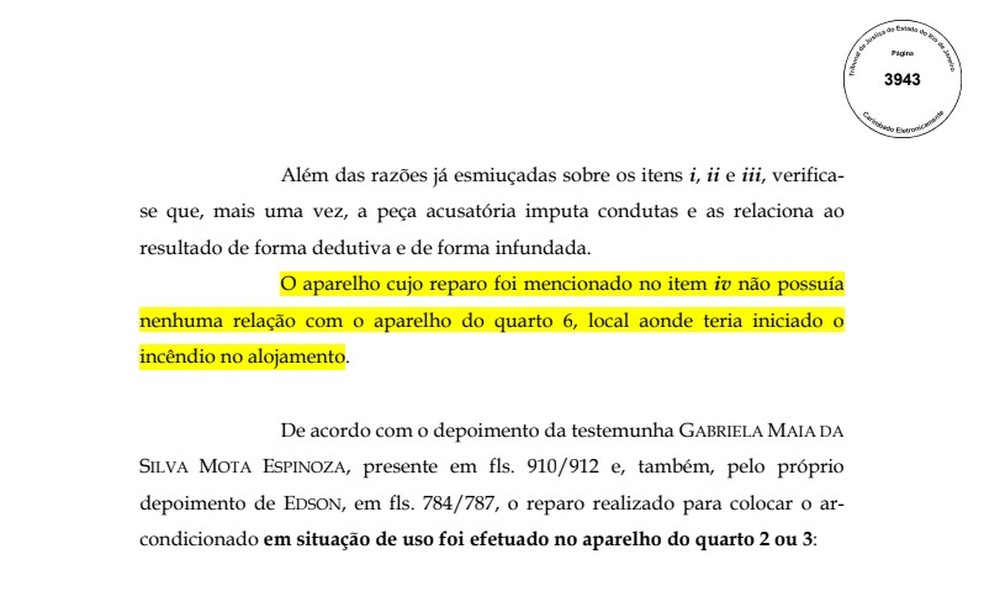 Defesa de Edson Colman, réu no processo decorrente do incêndio no Ninho do Urubu — Foto: Reprodução