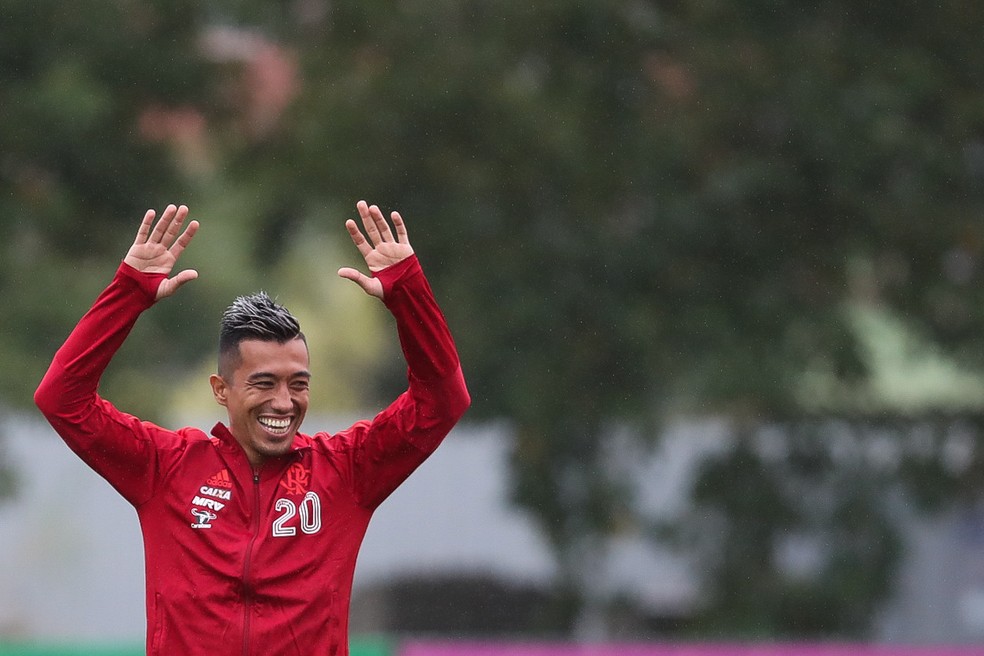Carinhosamente chamado de "gringo", Uribe já está entrosado com o grupo do Flamengo (Foto: Gilvan de Souza)