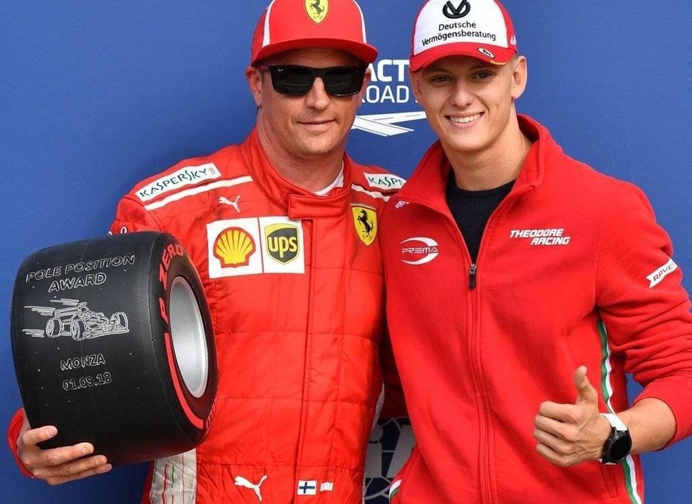 Kimi Raikkonen e Mick Schumacher (Foto: Reprodução)