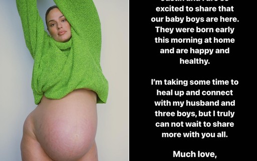Ashley Graham dá à luz gêmeos em parto em casa: "Felizes e saudáveis"