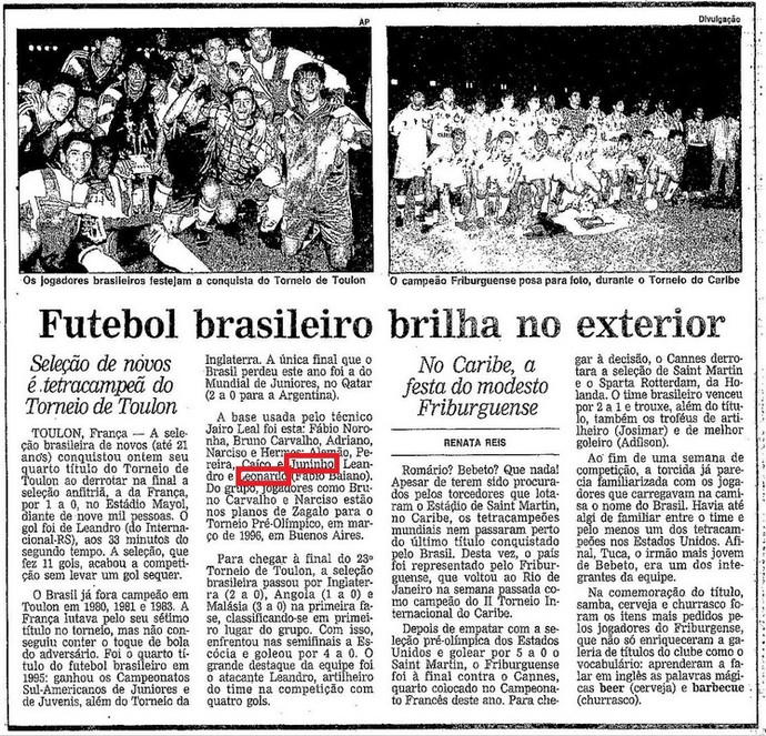 Título na França serviu de passaporte para desembarcar no Vasco (Foto: Reprodução / Jornal O Globo)