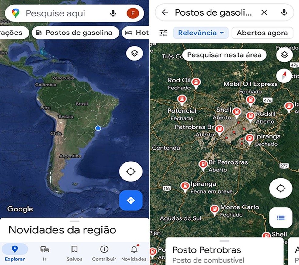 Conheça postos de gasolina na região  — Foto: Reprodução/Flávia Fernandes