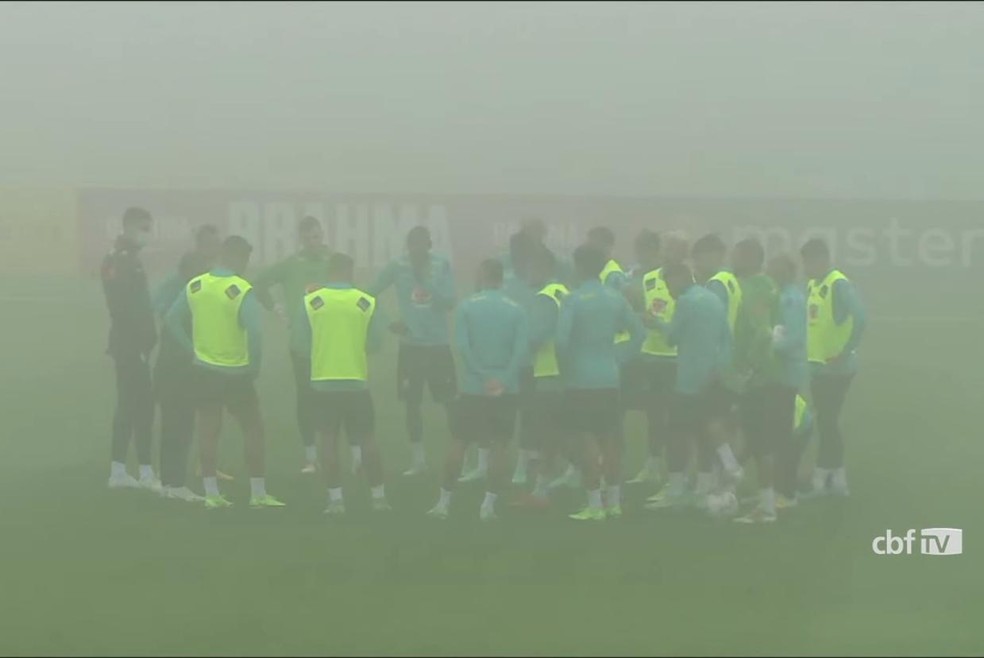 Treino da seleção brasileira nesta terça-feira — Foto: Reprodução / CBF TV