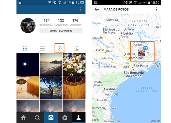 Mapa de Fotos do Instagram reúne imagens de mesma localização (Foto: Reprodução/Barbara Mannara)