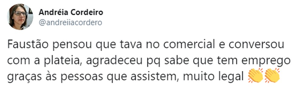 Faustão agradece presença do público no 'Domingão' e encanta internautas — Foto: Globo