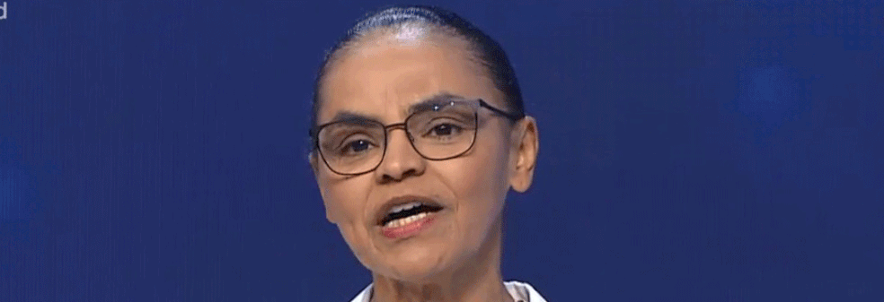 A presidenciável Marina Silva (Rede) no debate da TV Bandeirantes (Foto: Reprodução/TV Bandeirantes)
