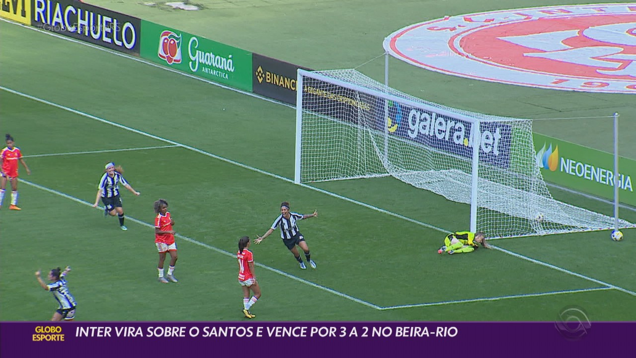 Inter vira sobre o Santos e vence por 3 a 2 no Beira-Rio, pelo Brasileirão feminino