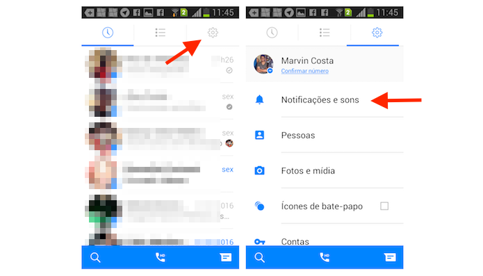 Acessando as opções para notificações e sons do Facebook Messenger para Android (Foto: Reprodução/Marvin Costa)