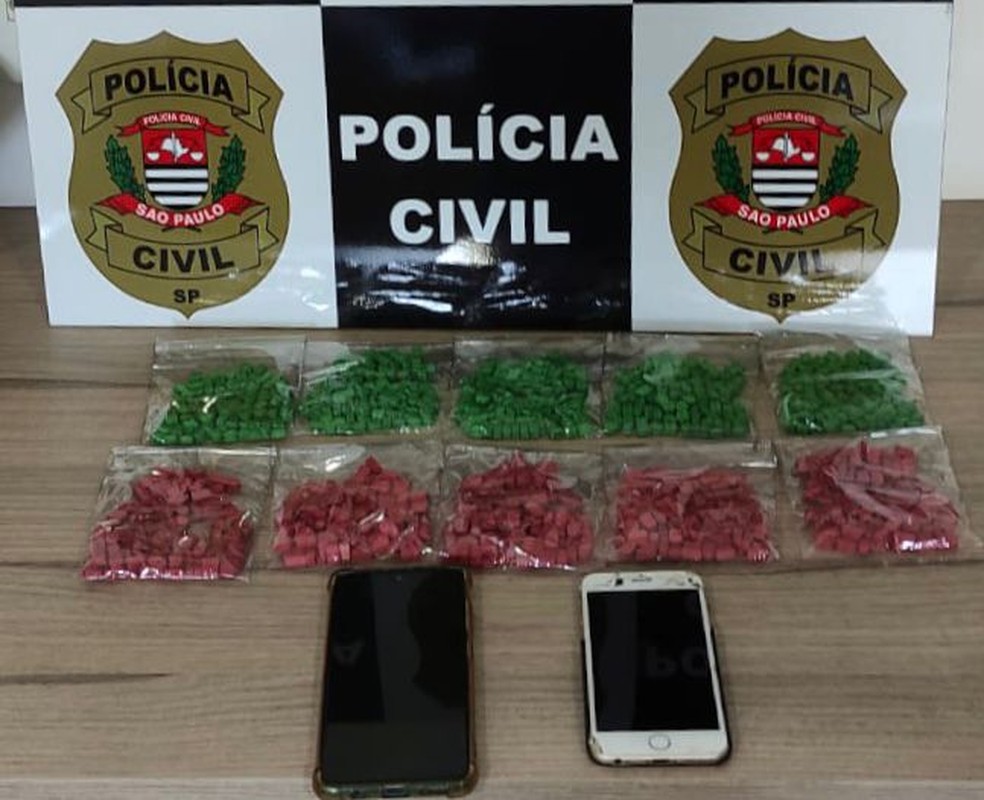 Comprimidos de ecstasy apreendidos em Rio Preto  — Foto: Divulgação/Polícia Civil de Rio Preto 