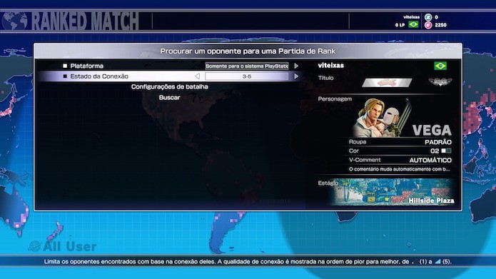 Street Fighter 5: você pode limitar as partidas de rank ou casual (Foto: Reprodução/Victor Teixeira)