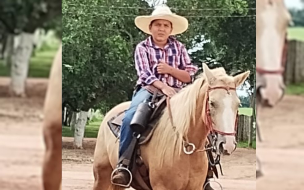 Edison Júlio, de 12 anos, ficou ferido e uma égua morreu após serem atingidos por um raio em Montes Claros de Goiás — Foto: Arquivo Pessoal/Edison Júlio
