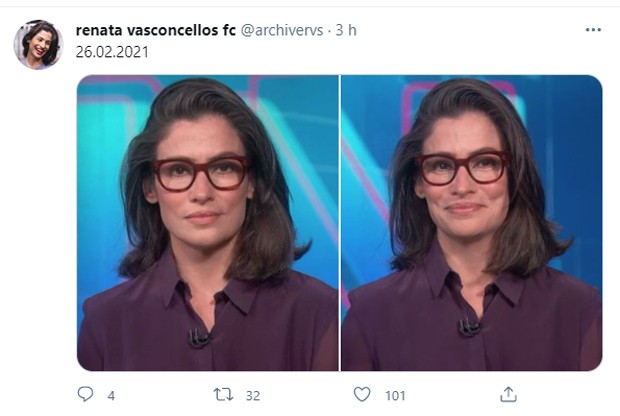 Renata Vasconcellos se emociona com matéria da Covid no Jornal Nacional (Foto: Reprodução/Twitter)