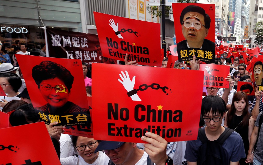 Hong Kong tem dia de protestos contra projeto de extradições para a China — Foto: Thomas Peter/Reuters