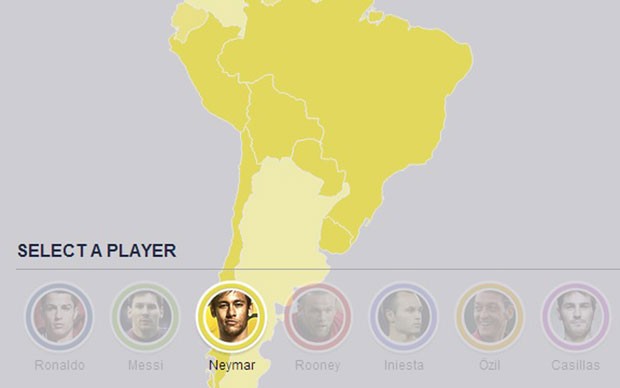 Facebook mostra em quais países jogadores possuem mais fãs na rede social. (Foto: Reprodução/Facebook)