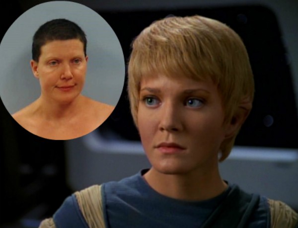 Jennifer Lien nos seus tempos de Star Trek e após a prisão (Foto: Reprodução)