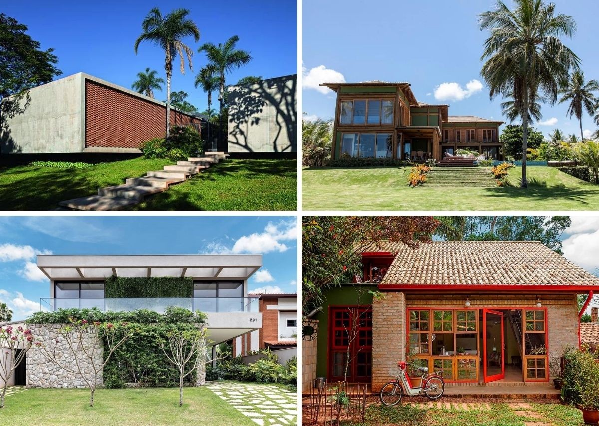 Com estilos diferentes, essas fachadas recebem os moradores e visitantes com muito estilo (Foto: Casa e Jardim / Reprodução)