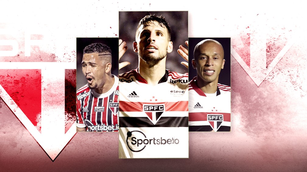 Luciano, Calleri e Miranda têm contrato com o São Paulo até o fim de 2022 — Foto: ge