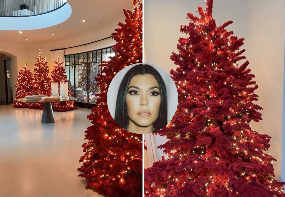 Kourtney Kardashian mostra decoração de Natal em sua mansão