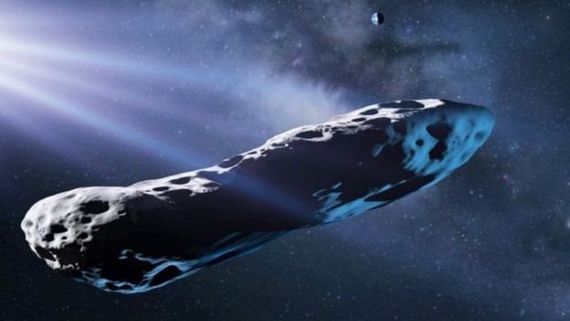 Oumuamua, que foi detectado em 2017, foi o primeiro visitante interestelar. (Foto: SCIENCE PHOTO LIBRARY/BBC)