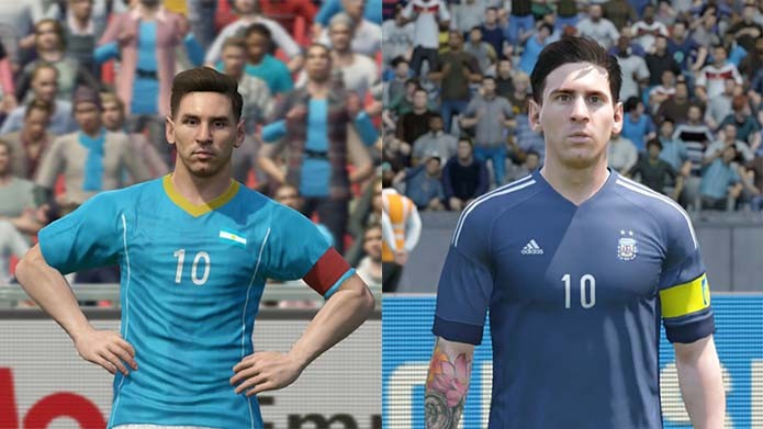 Messi de PES 2016 aparece sem as tatuagens (Foto: Reprodução/Murilo Molina)