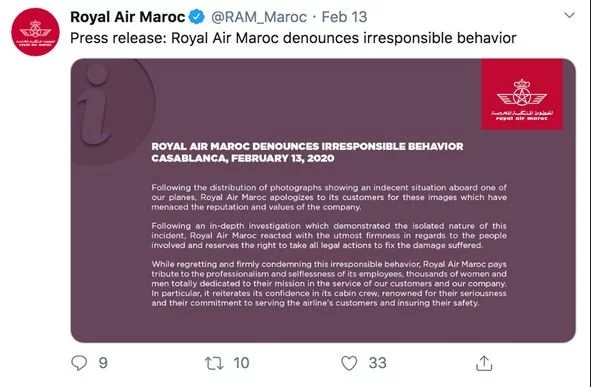 O pedido de desculpas público divulgado pelos assessores da companhia aérea RAM (Foto: Twitter)