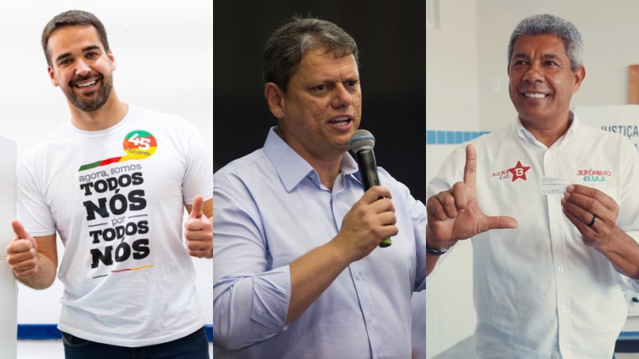 Eduardo Leite (PSDB), Tarcísio Freitas (Republicanos) e Jerônimo (PT) se elegeram em seus estados