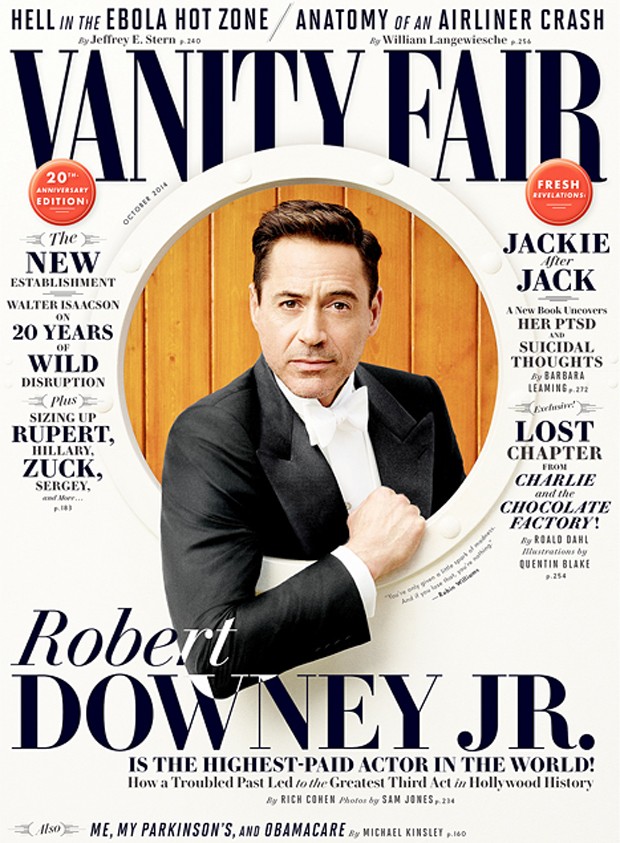Robert Downey Jr. na capa da 'Vanity Fair' de outubro de 2014 (Foto: Reprodução)