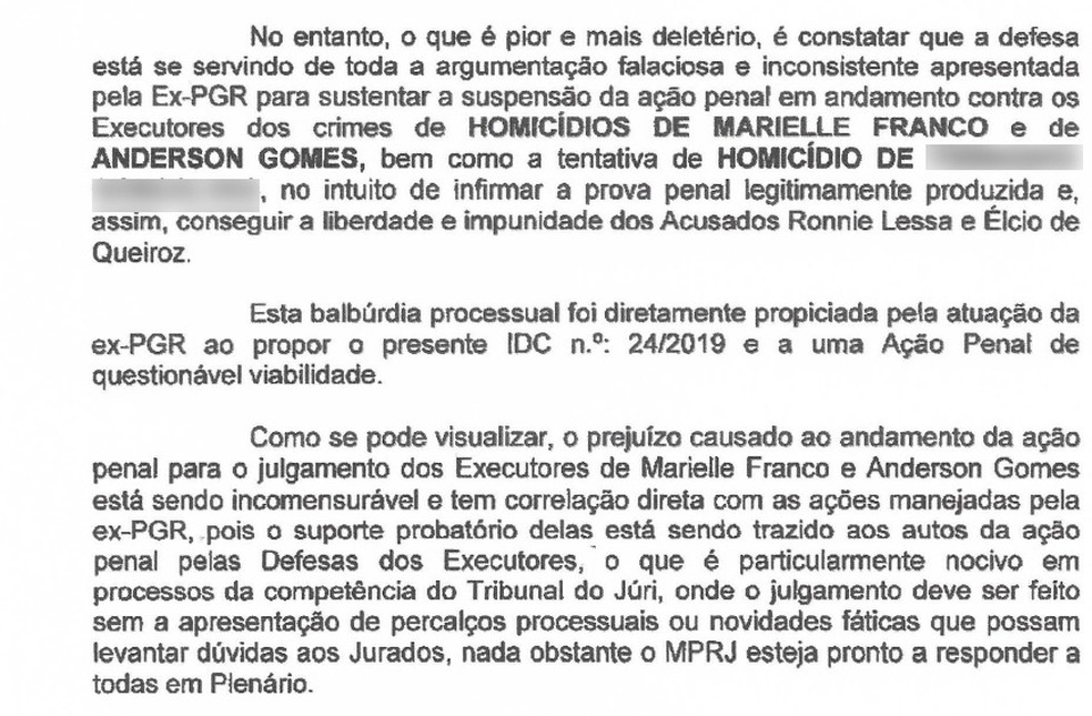 Documento do MP faz críticas à atuação da PGR — Foto: Reprodução