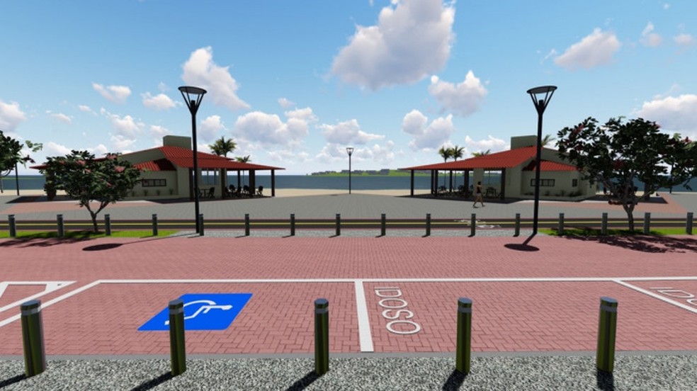 Região terá novas vagas de estacionamento, além de remodelação na área dos quiosques — Foto: Prefeitura de Vitória/Divulgação