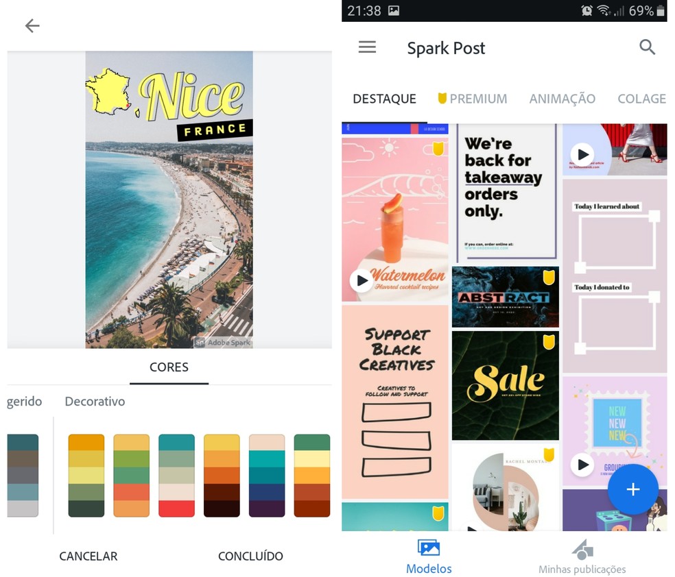 Crie posts animados para as redes sociais com os recursos do Adobe Spark — Foto: Reprodução/Graziela Silva