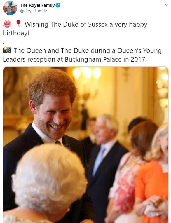 A Rainha compartilhou uma mensagem de aniversário para seu neto, o Príncipe Harry (Foto: Reprodução)