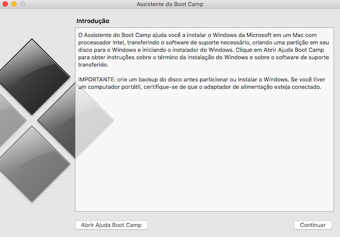 Introdução do utilitário de instalação do Windows (Foto: Reprodução/Helito Bijora) 