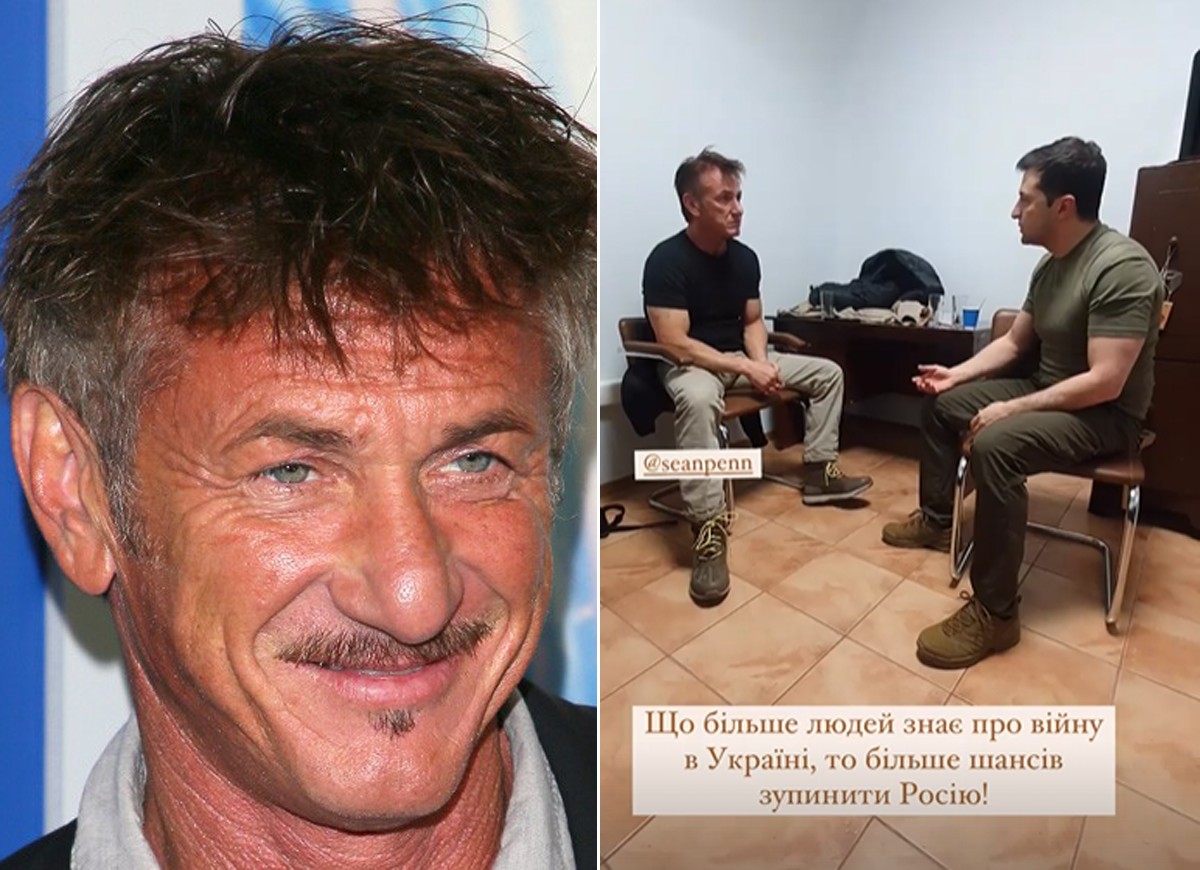 Sean Penn com Volodymyr Zelensky (Foto: Getty Images e Reprodução Instagram)