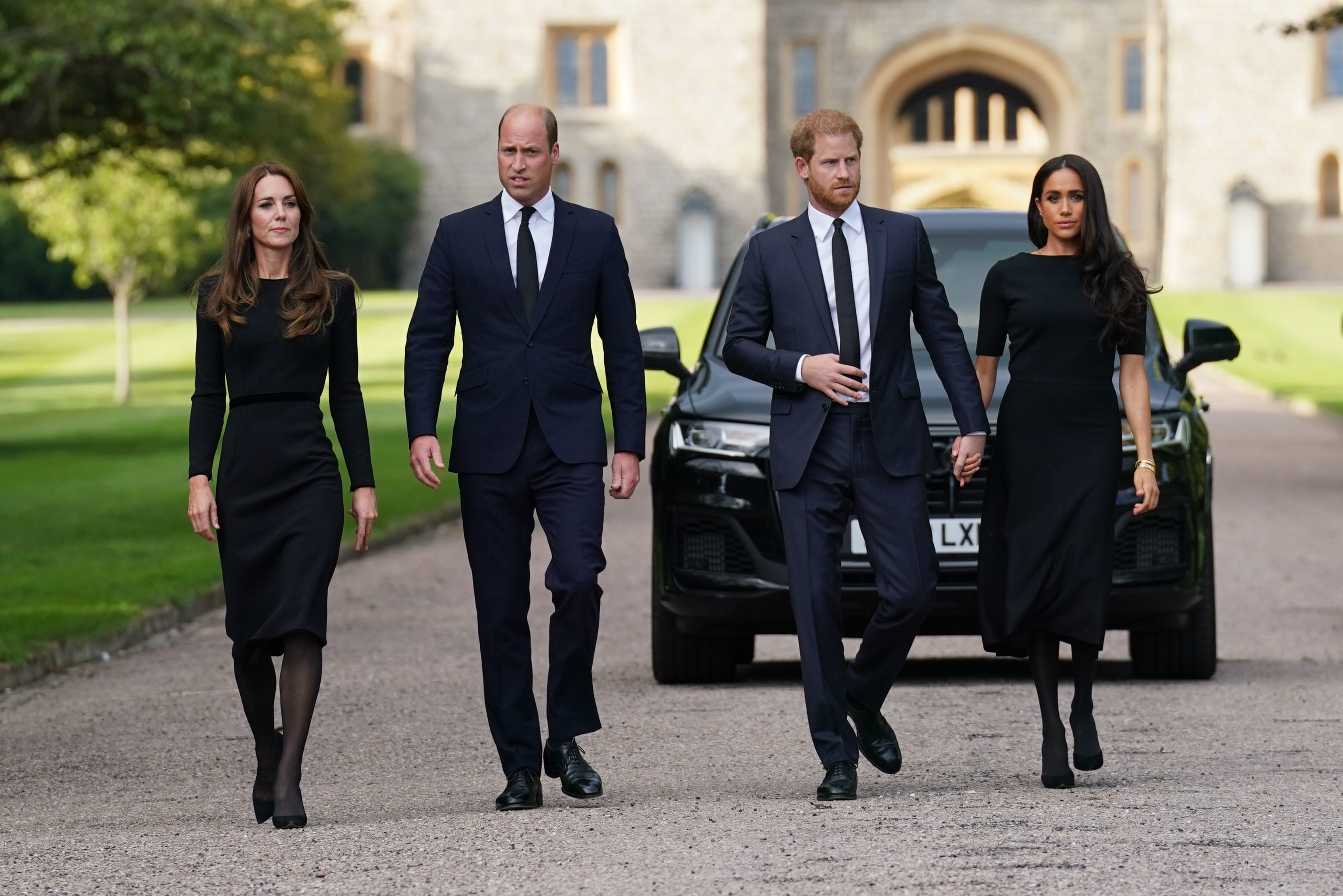  Kate Middleton e Príncipe William, Príncipe Harry e Meghan Markle (Foto: Getty Images)