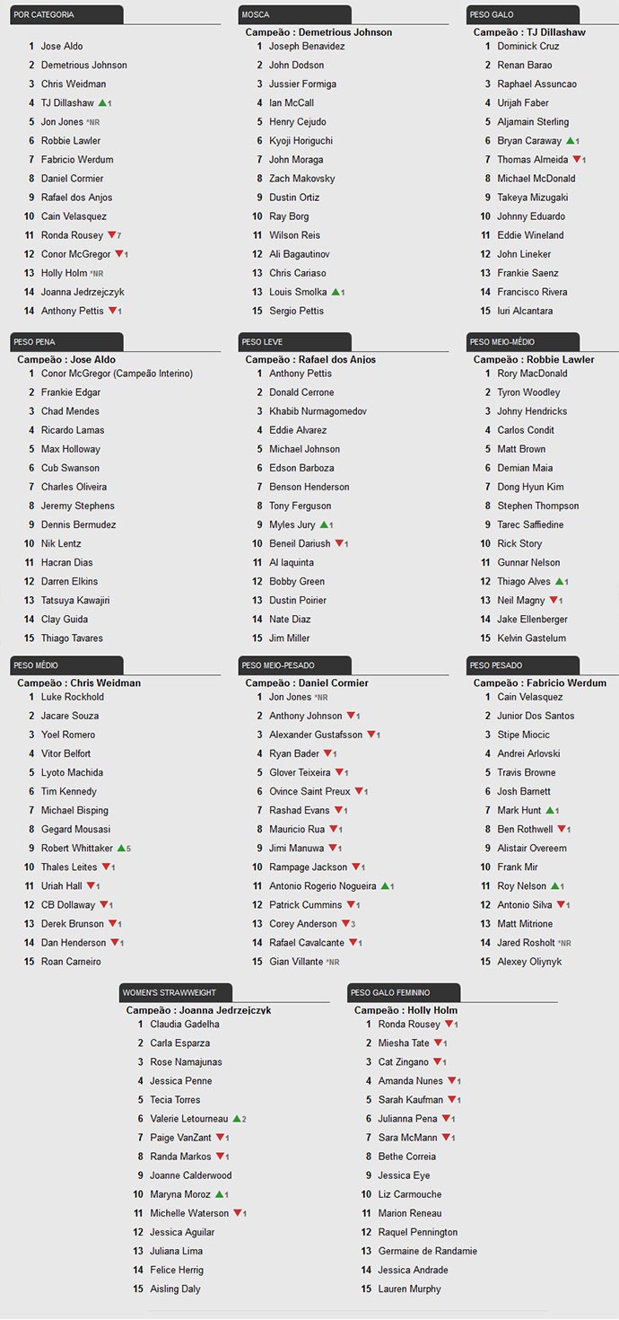 Ranking UFC (Foto: Divulgação)
