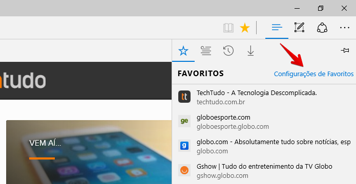Edge importa favoritos de outros navegadores (Foto: Reprodução/Helito Bijora)