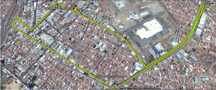 Percurso de 5km da Corrida do Outubro Rosa (Foto: Reprodução/Google Maps)