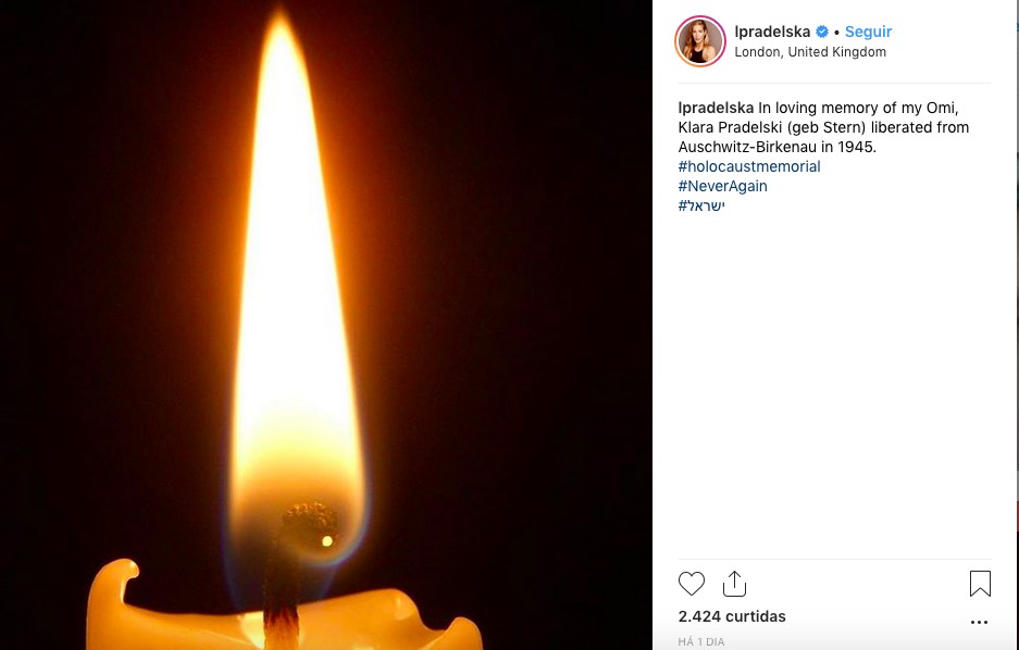 A homenagem prestada pela atriz alemã Laura Pradelska à avó (Foto: Instagram)